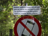 Working cellphones not allowed around radio telescopes; Westerbork, Drenthe, Netherlands  Working cellphones not allowed around radio telescopes; Westerbork, Drenthe, Netherlands : cellphones not allowed, mobile, mobile phone, not allowed, forbidden, disturbance, radio telescopes, Westerbork, Drenthe, Netherlands